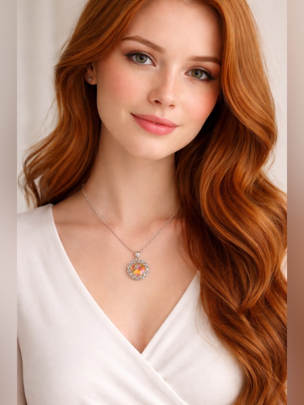 NIB RING BOMB PARTY Ombré Watermelon & White Topaz Necklace - Picture 3 of 12